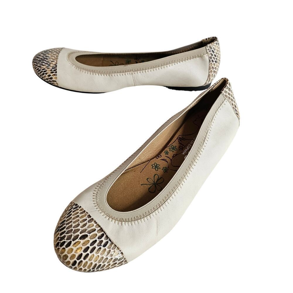 Pitillos Ballet flats Sz40 snakeskin round Toes. Made in Spain. Leather. Elastic